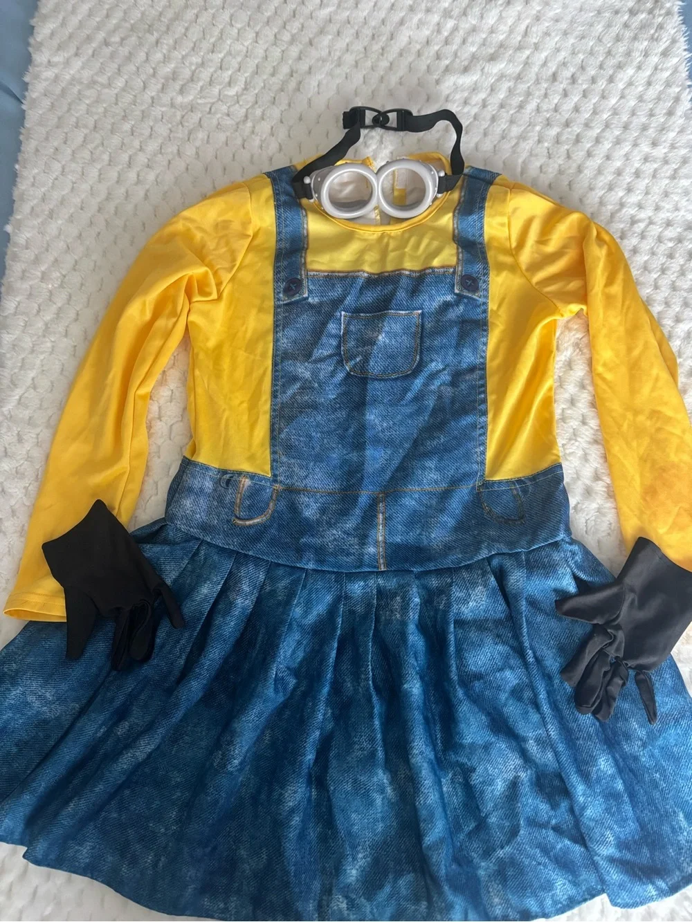 Yellow and Blue Kids Minion-Style Costume Dress with Goggles
